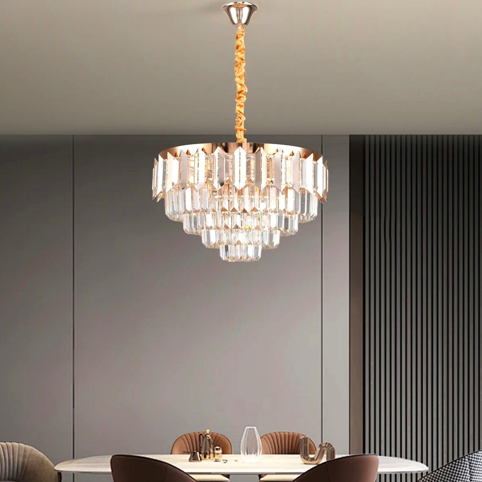 Lustra LED GOLD SHINE Cristal Echivalent 600W Montaj Aplicat/Suspendat