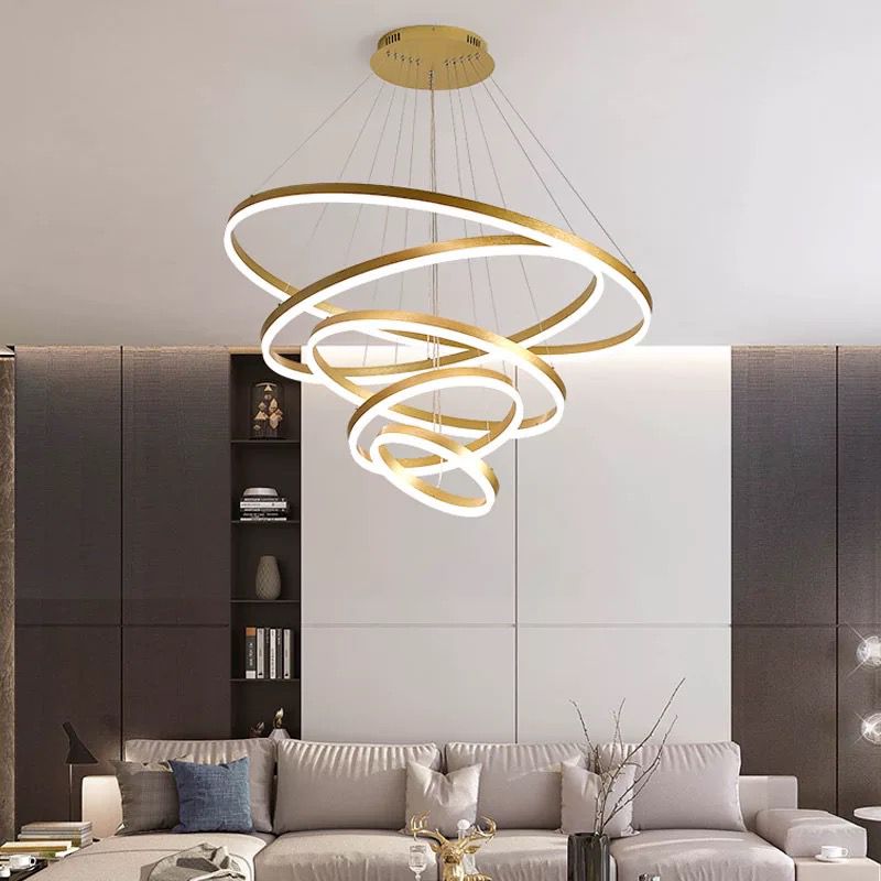 Lustra Led Wonderland Gold 5 Segmente Echivalent 1200W Telecomanda Chandeliers