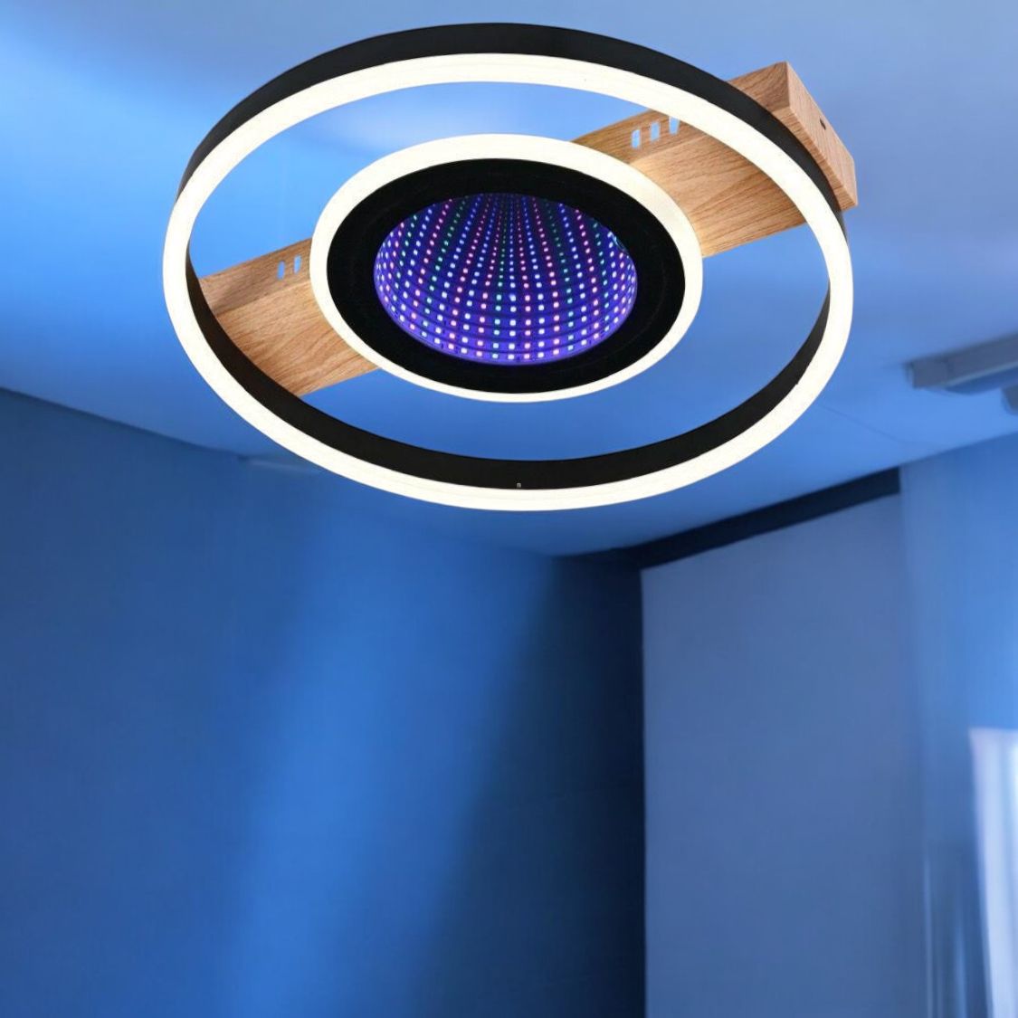 Lustra LED Woody Touch Circle 3D RGB Telecomanda Echivalent 500W
