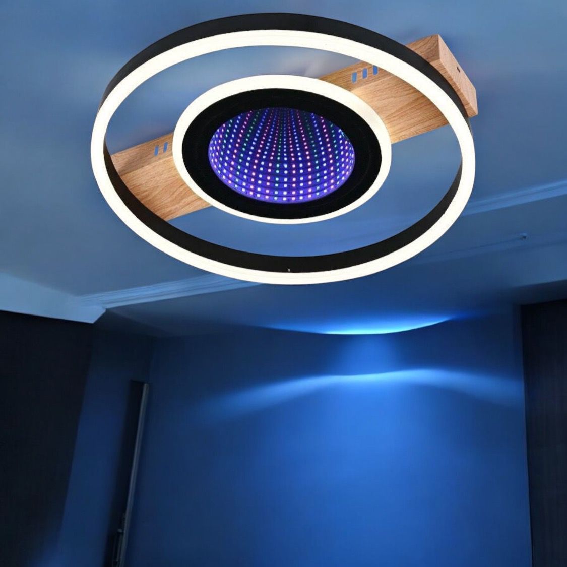 Lustra LED Woody Touch Circle 3D RGB Telecomanda Echivalent 500W
