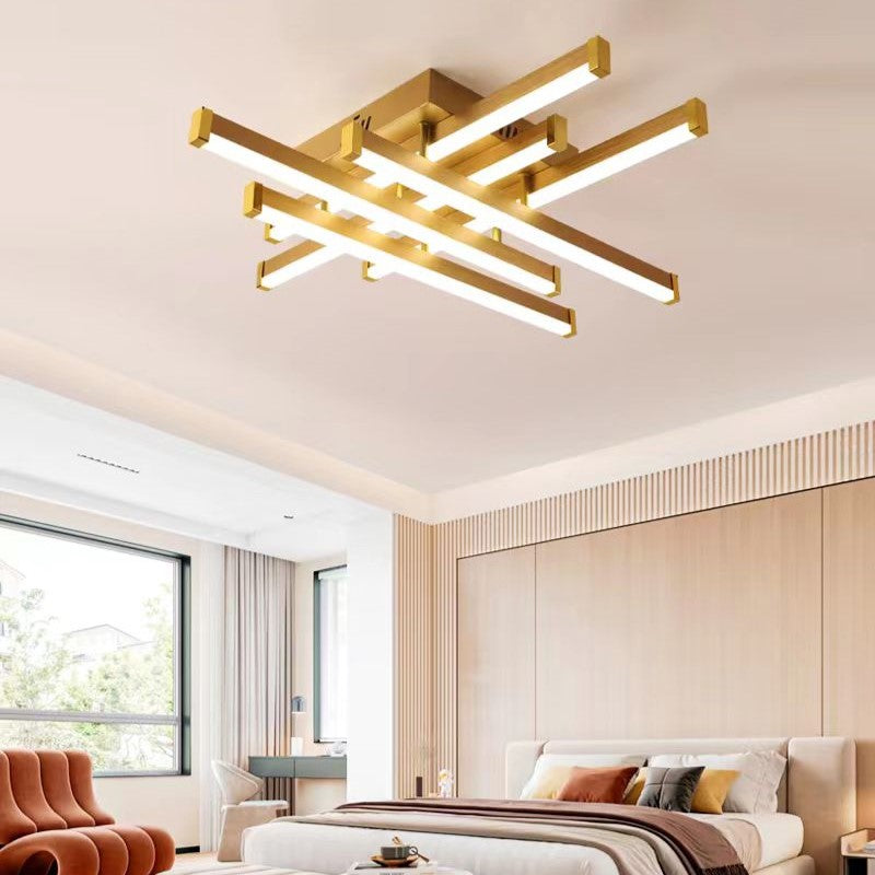 Lustra LED 6 LINES Design Gold SMART Echivalent 500W Telecomanda