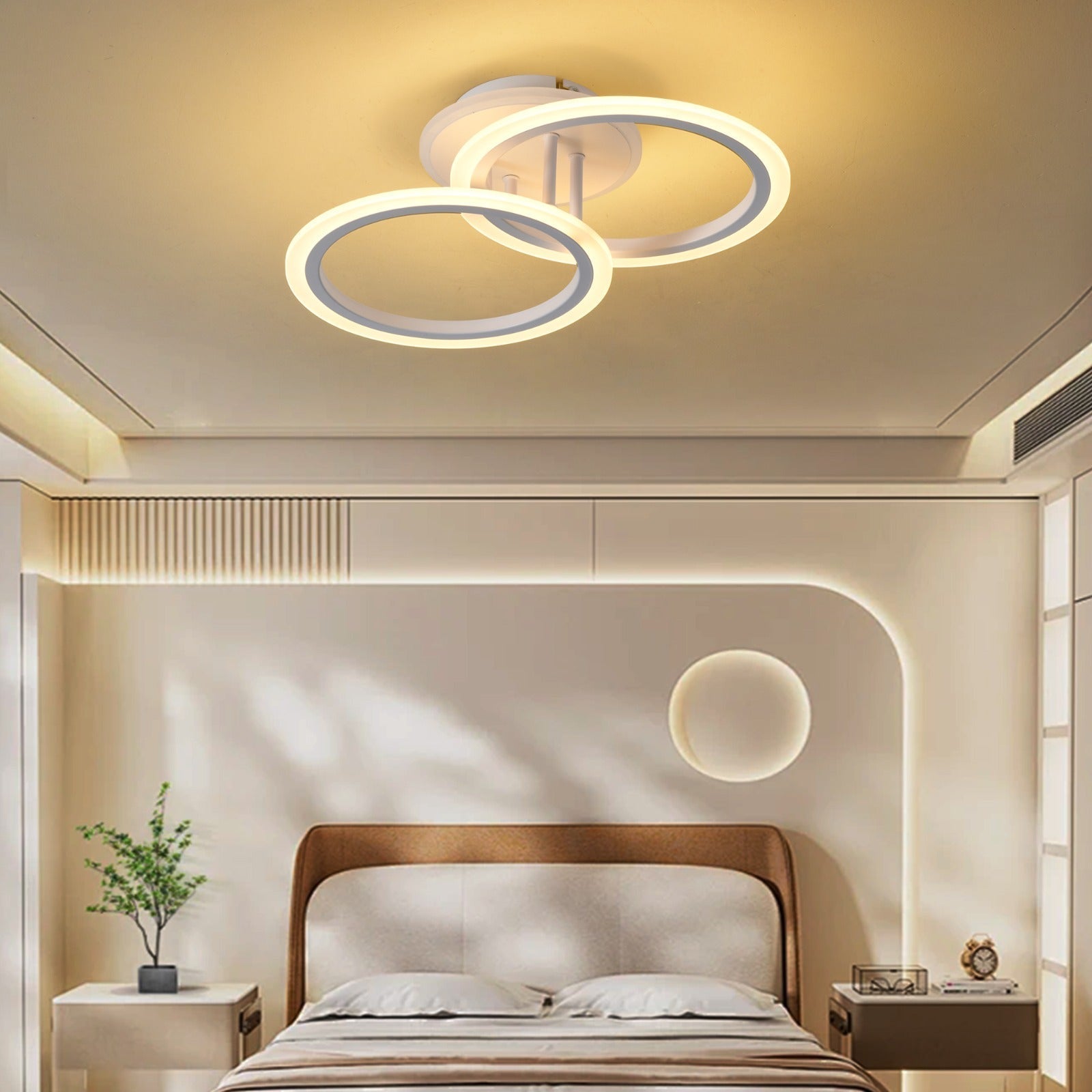 Lustra LED Doua Cercuri Albe RGB Echivalent 250W Telecomanda