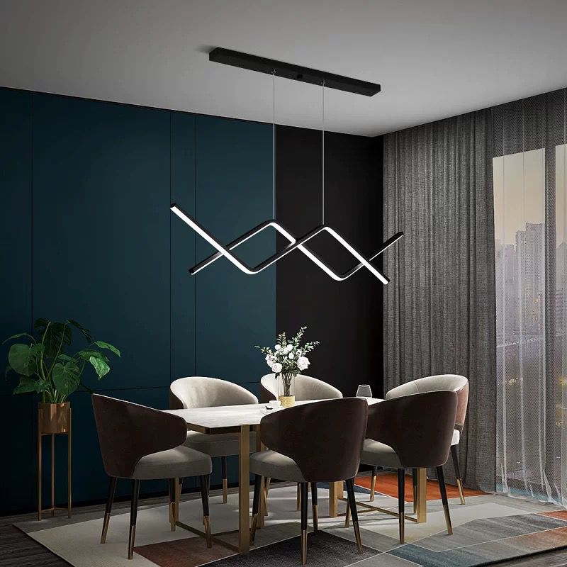 Lustra LED Suspendata BLACK LINES Echivalent 300W Telecomanda