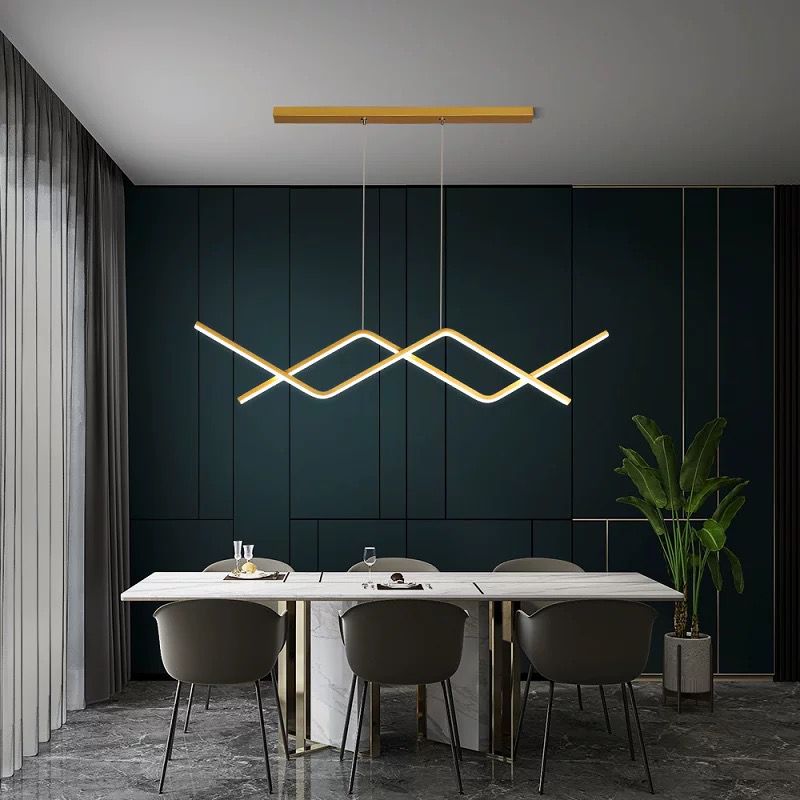 Lustra Led Suspendata Gold Lines Echivalent 300W Telecomanda Lighting Fixtures