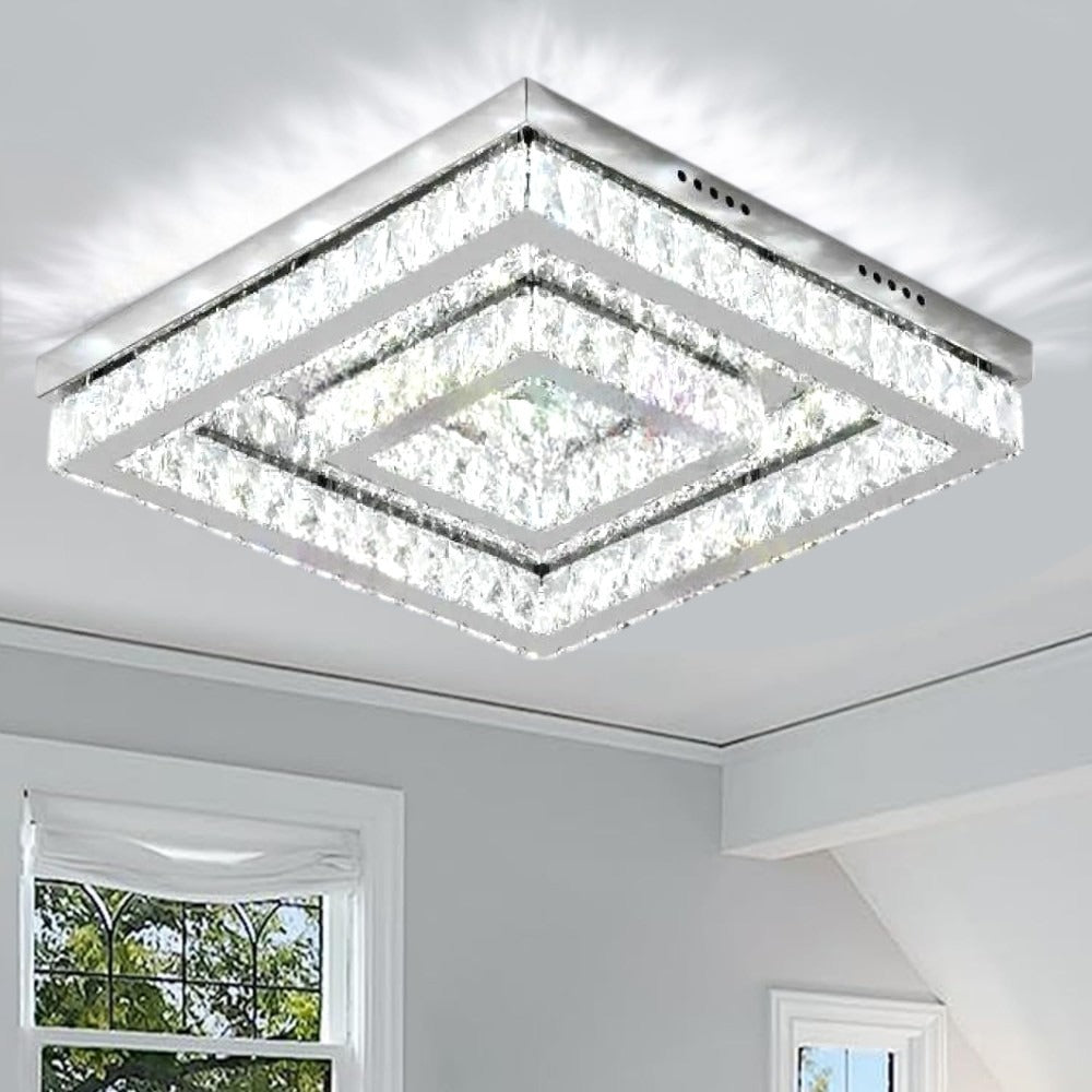 Lustra LED TWO SQUARE Cristal Echivalent 500W Telecomanda