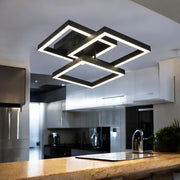 Lustra LED Modern 3 Square Black Echivalent 300W Telecomanda