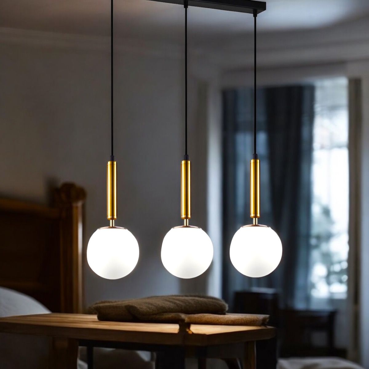 Lustra Abajur MAT GOLD Suspendata Liniara TY5128-3