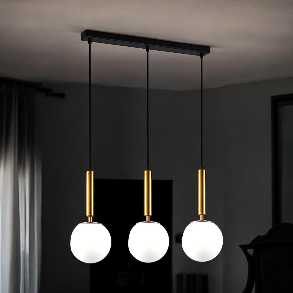 Lustra Abajur MAT GOLD Suspendata Liniara TY5128-3