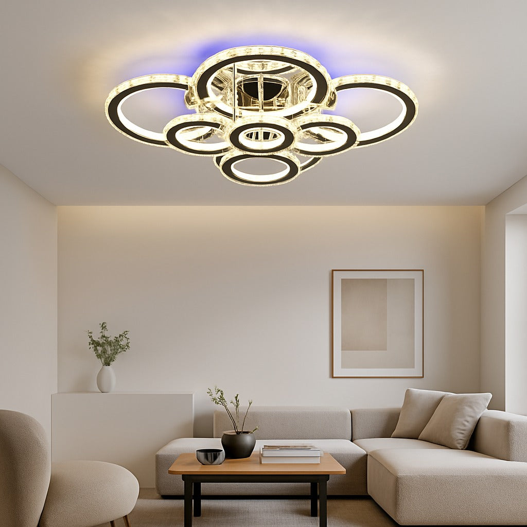 Lustra LED 434W 4+4 CIRCLE Cristal Super Gigant RGB Echivalent 1200W