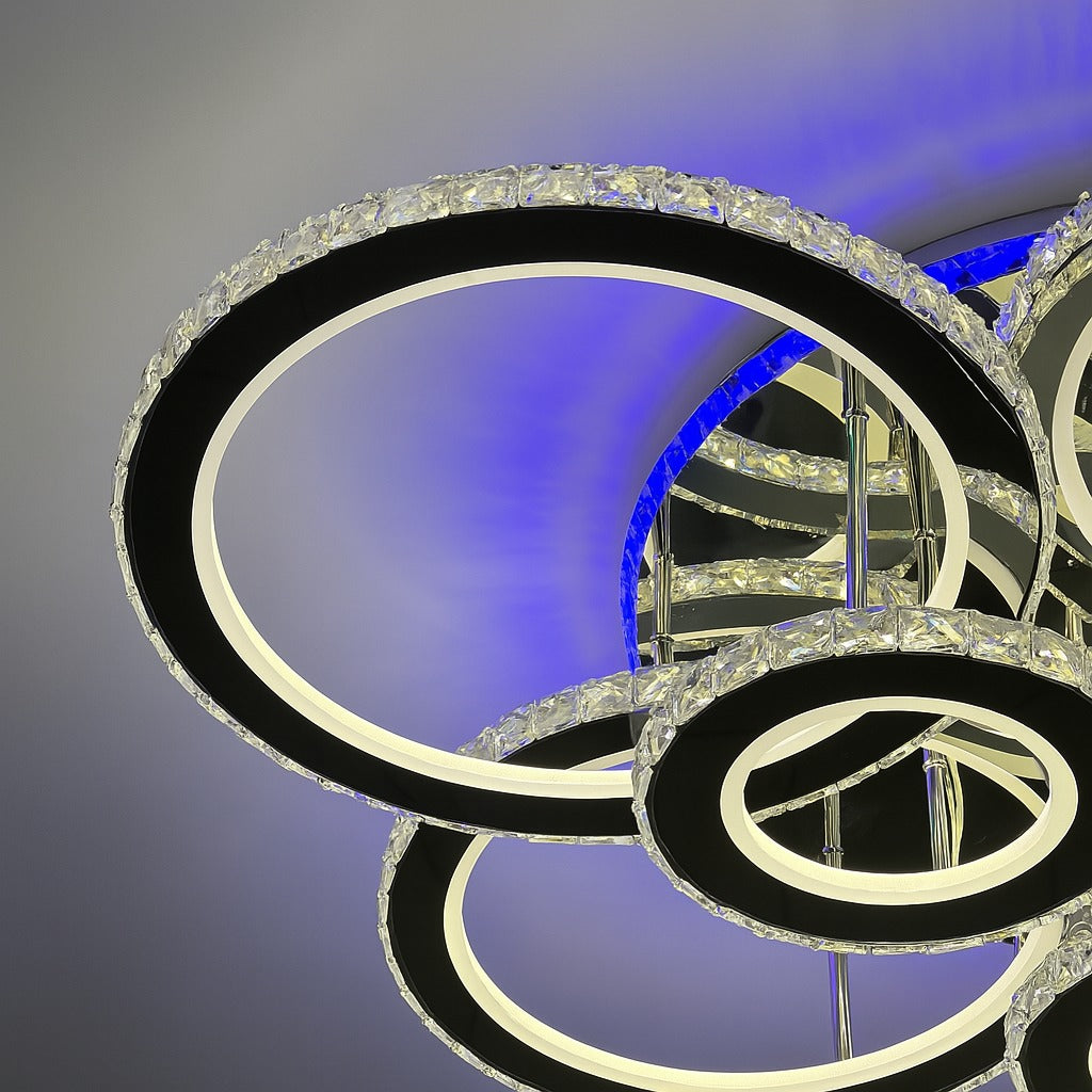 Lustra LED 434W 4+4 CIRCLE Cristal Super Gigant RGB Echivalent 1200W