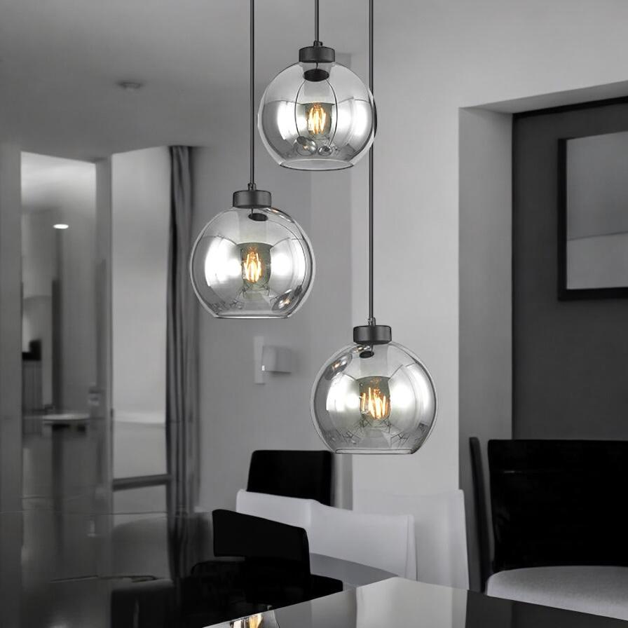 Lustra Abajur Fumuriu FIORE Suport Rotund 3xE27 NEAGRA / ABAJUR Chandeliers