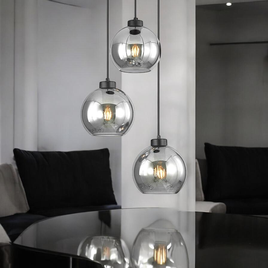 Lustra Abajur Fumuriu FIORE Suport Rotund 3xE27 NEAGRA / ABAJUR Chandeliers