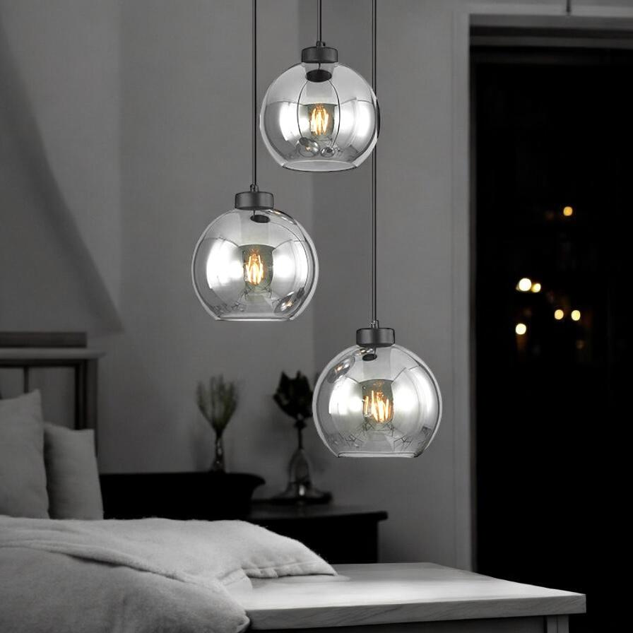 Lustra Abajur Fumuriu FIORE Suport Rotund 3xE27 NEAGRA / ABAJUR Chandeliers