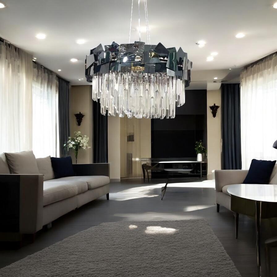 Candelabru Cristal Modern Troy Negru Lucios