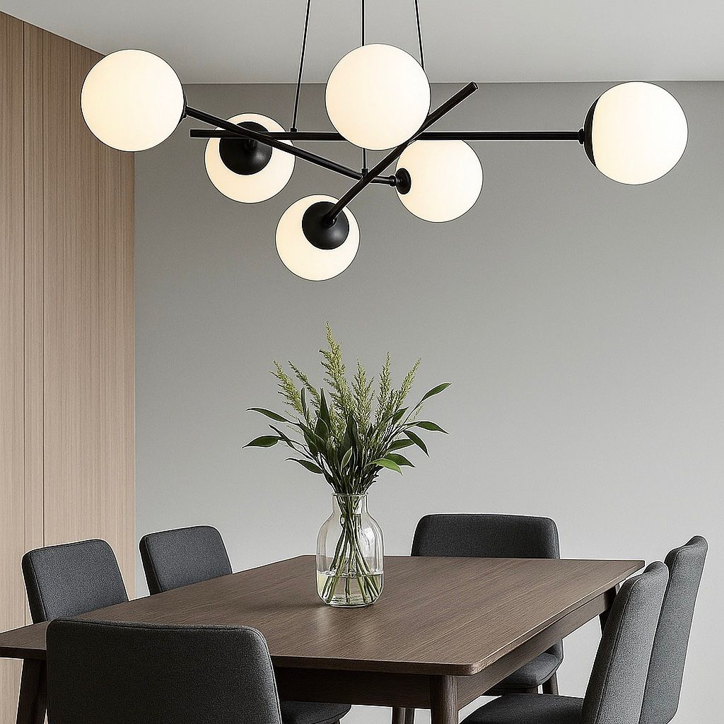 Lustra Abajur MAT Black Suspendata 6xE27 NEAGRA / ABAJUR Chandeliers