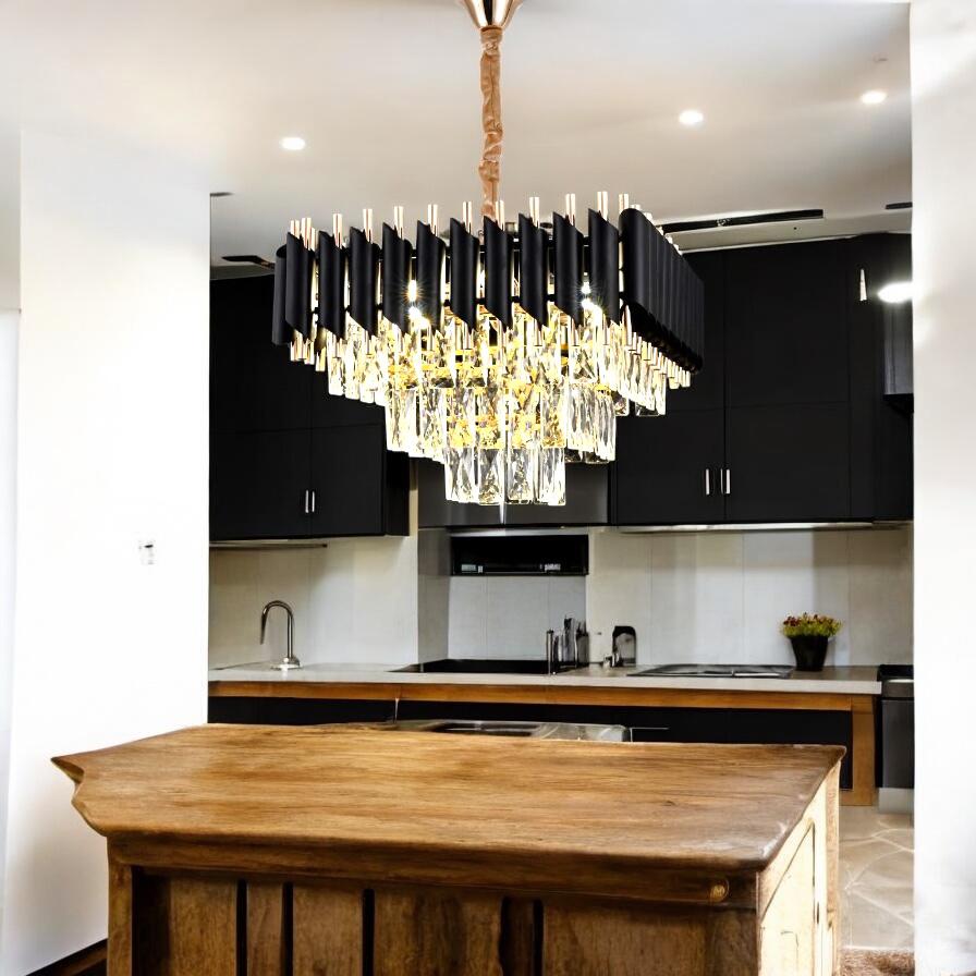 Candelabru Cristal Black Panther Square 400mm NEGRU + AURIU / 40CM / CRISTAL Chandeliers Crystal