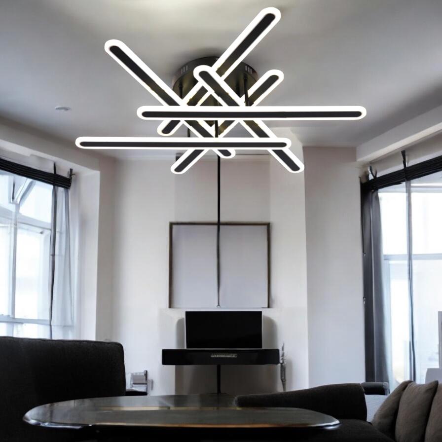 Lustra LED 6 Linnes Round Black Echivalent 800W telecomanda