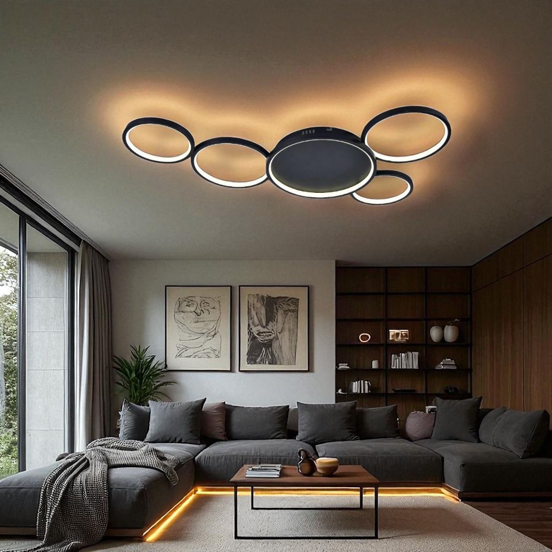 Lustra LED Minara Black Echivalent 600W Telecomanda