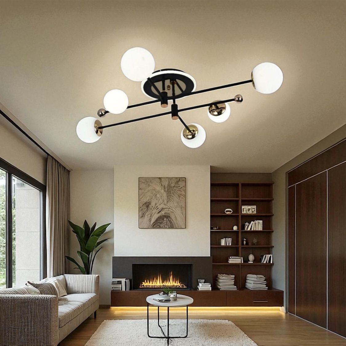 Lustra LED PIMORA Abajur Mat Neagra Echivalent 400W Telecomanda