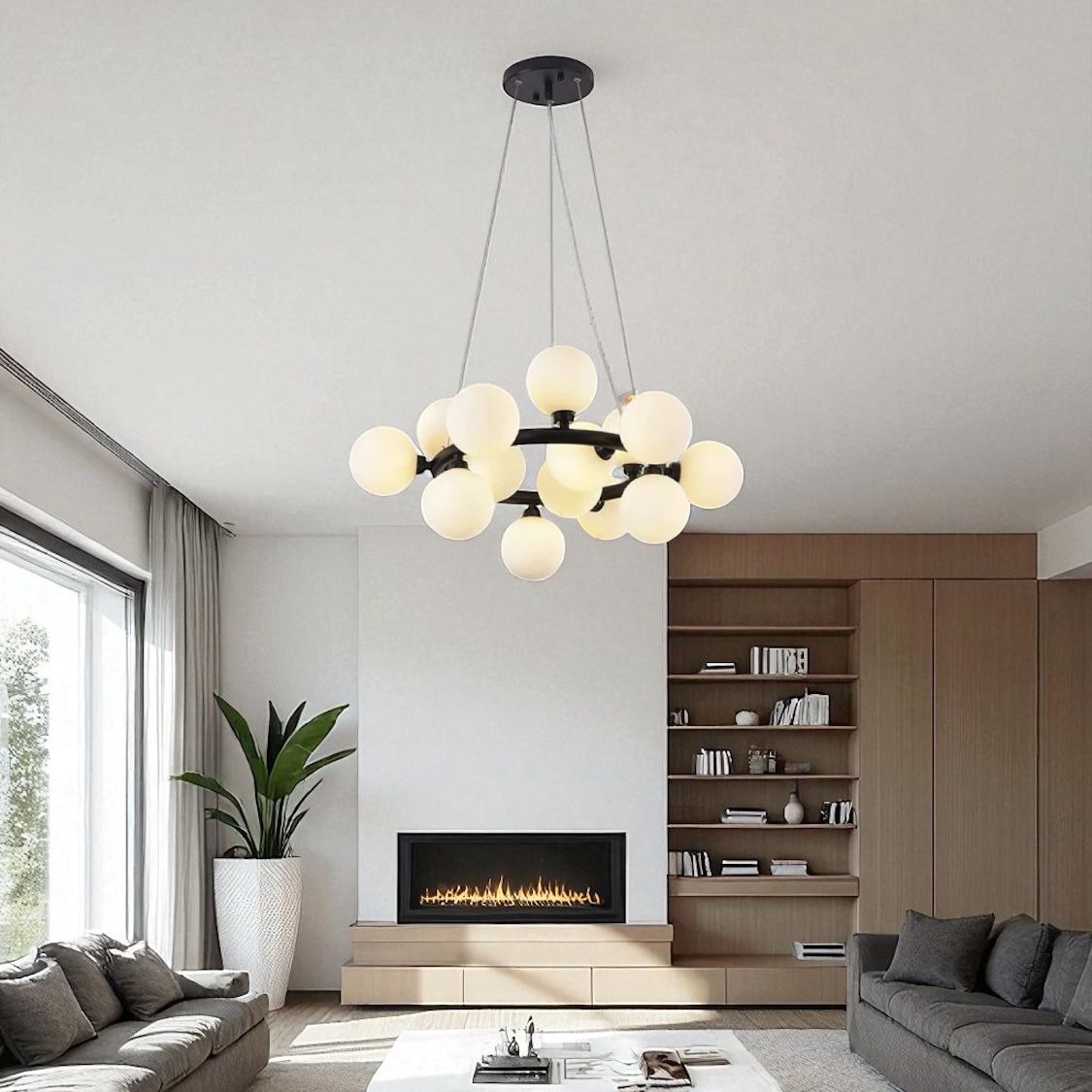 Lustra Abajur MAT Black Rotunda 15xG9 50CM NEAGRA / ABAJUR Chandeliers