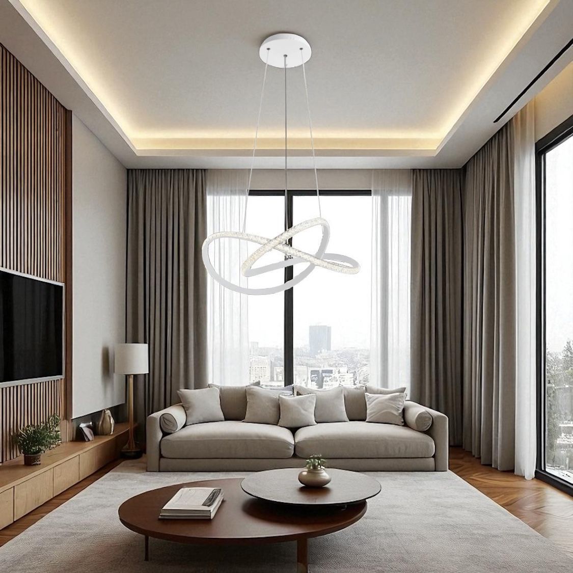 Lustra LED Infinity White Suspendata Echivalent 500W Telecomanda