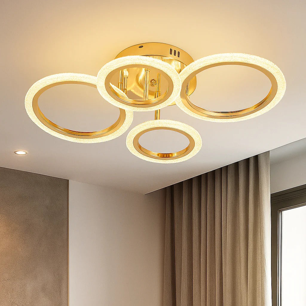 Lustra LED Mini Brevia Gold 2+2 Circle Echivalent 400W Telecomanda
