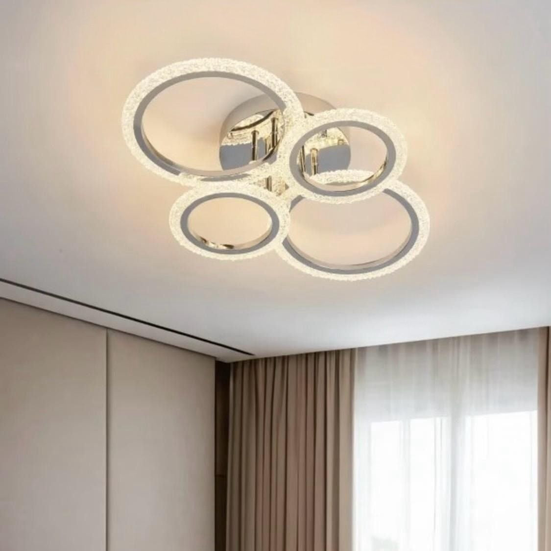 Lustra LED Mini Brevia Silver 2+2 Circle Echivalent 400W Telecomanda