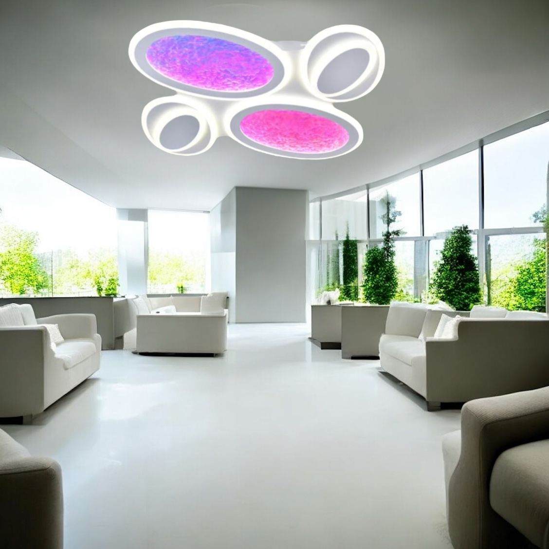 Lustra LED RGB SIERA 4 Ovals 3 Functii Echivalent 600W Telecomanda