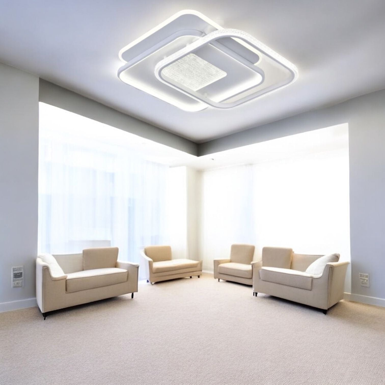 Lustra LED NOLTO Square 3 Functii Echivalent 900W Telecomanda