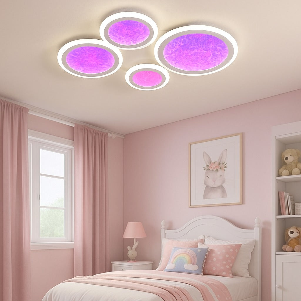 Lustra LED RGB SIERA 4 Circles 3 Functii Echivalent 550W Telecomanda