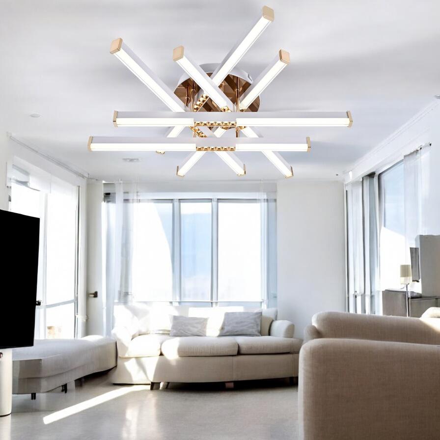 Lustra LED FERGA LINES Gold Echivalent 700W Telecomanda