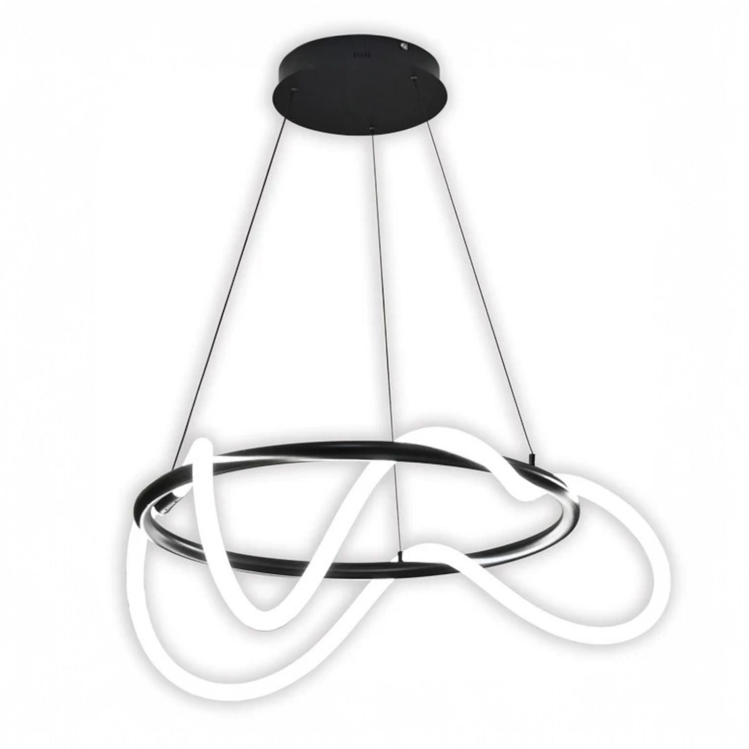 Lustra LED Suspendata MOURA Black 80CM Echivalent 400W Telecomanda NEAGRA / SUSPENDATE Lighting Fixtures