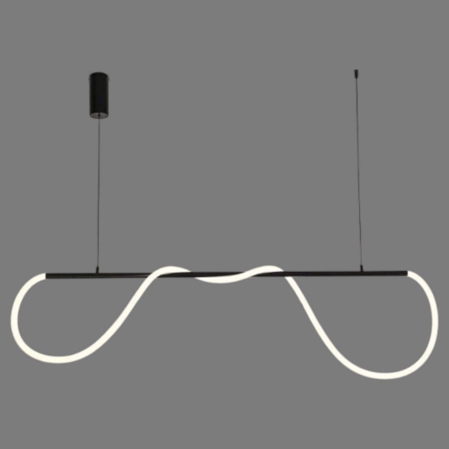 Lustra LED Nordic Black Rope Tube Liniar Echivalent 300W Telecomanda