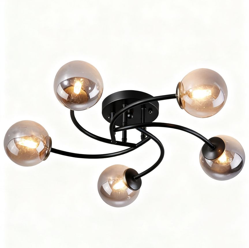 Lustra Abajur Fumuriu RIEVA 5xE27 Black