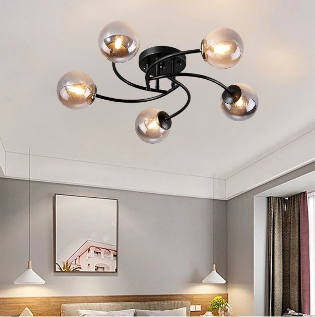 Lustra Abajur Fumuriu RIEVA 5xE27 Black