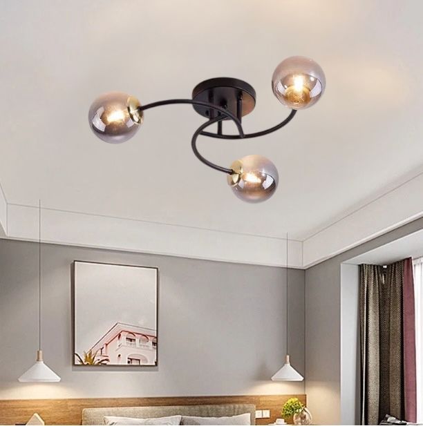 Lustra Abajur Fumuriu RIEVA 3xE27 Black