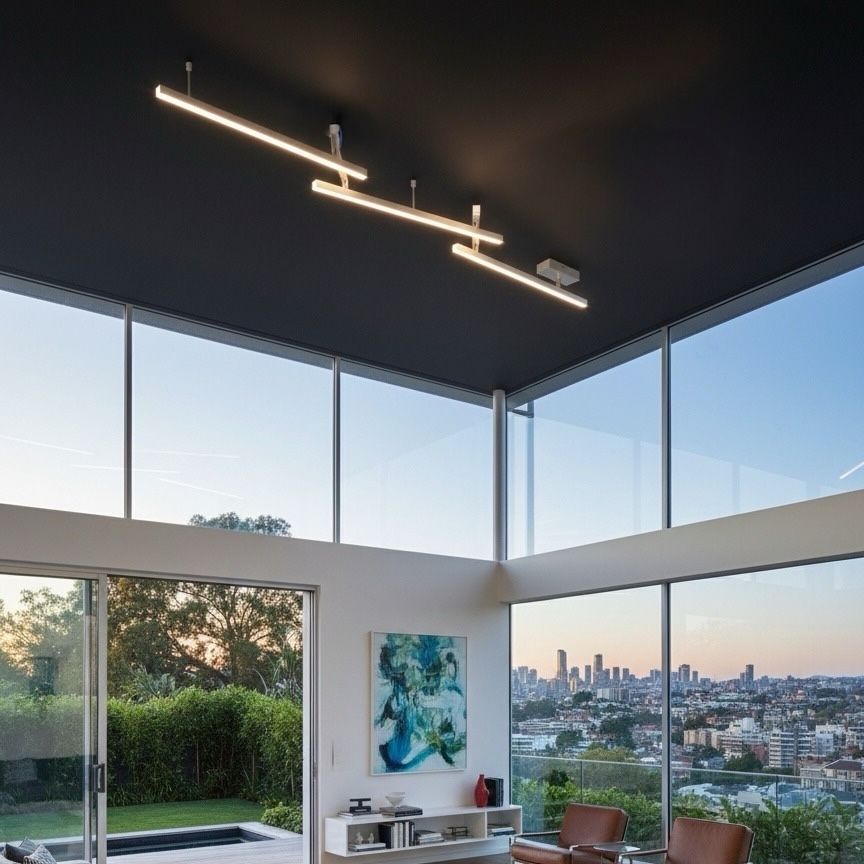 Lustra LED RGBW MELBY Reglabila Argintie 242cm Echivalent 300W Telecomanda