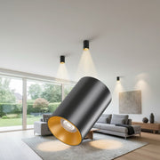 Spot Aplicat Rotund Negru & Auriu Dulie GU10 Ø94x145mm