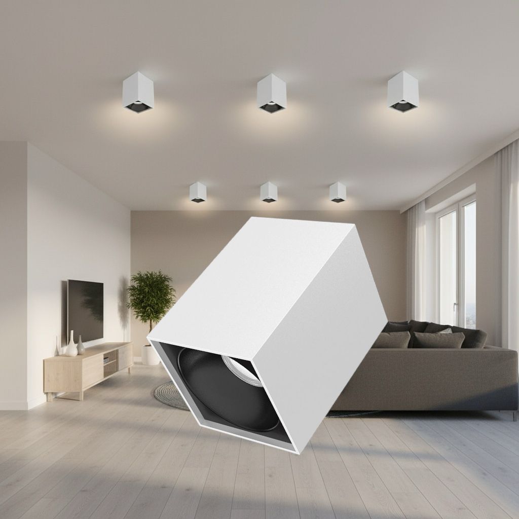 Spot Aplicat Patrat Alb & Negru Dulie GU10 L80xH117mm