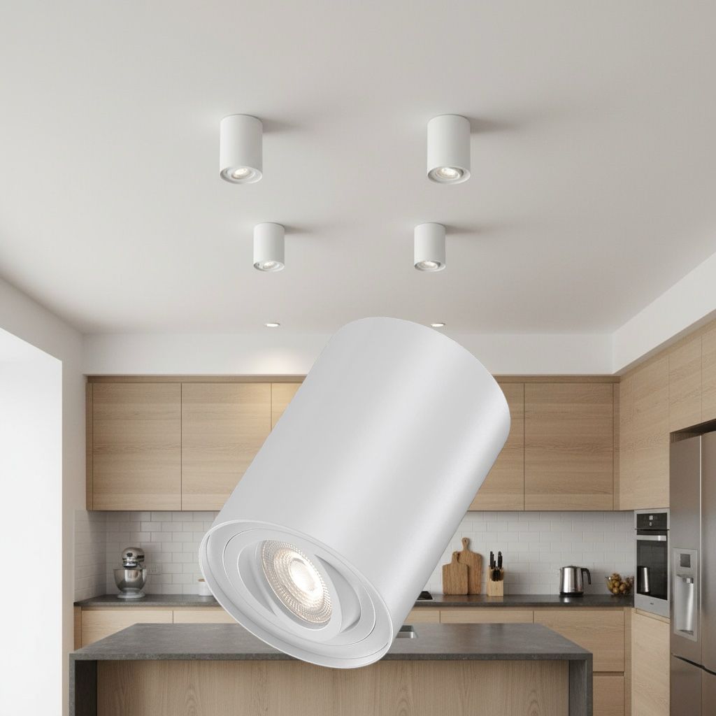 Spot Aplicat Rotund Fascicul Reglabil Alb Dulie GU10 Ø94x125mm