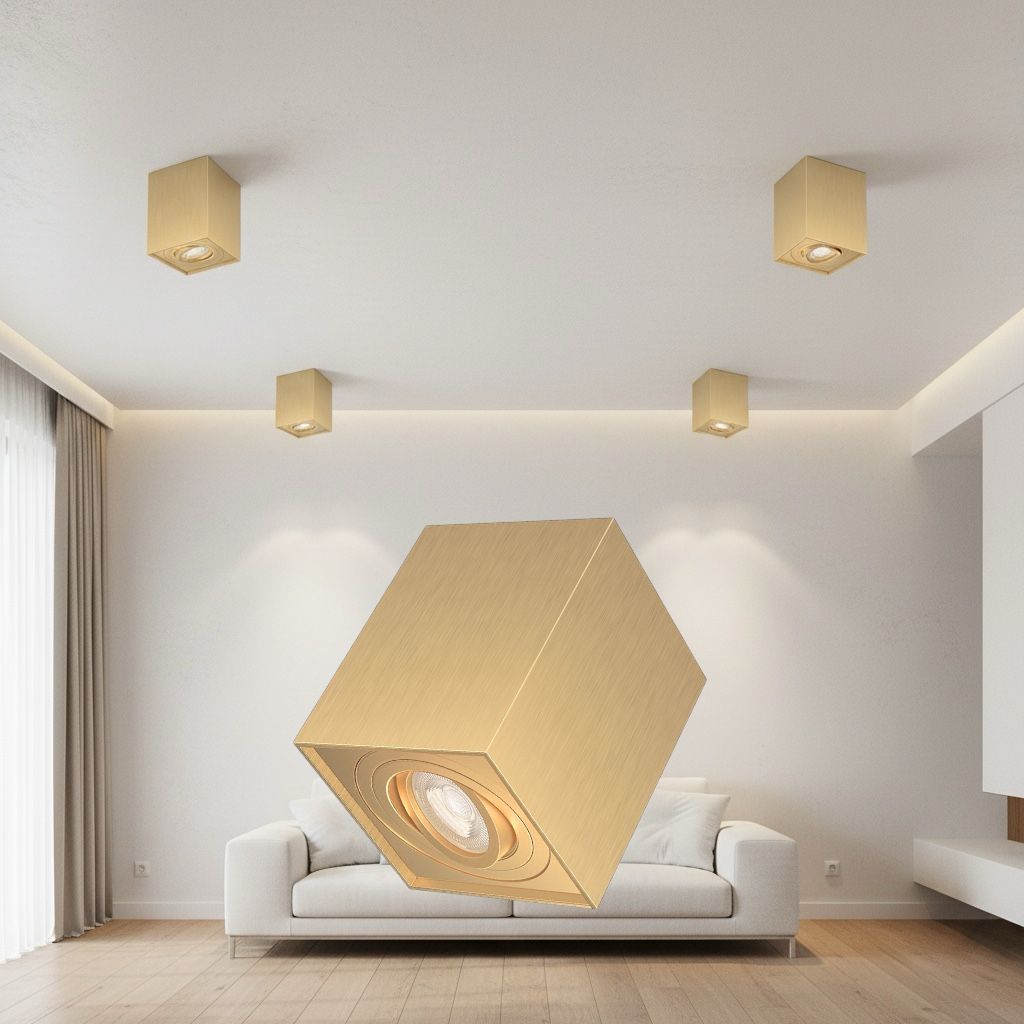 Spot Aplicat Patrat Fascicul Reglabil Auriu Dulie GU10 L80xH100mm led ceiling light