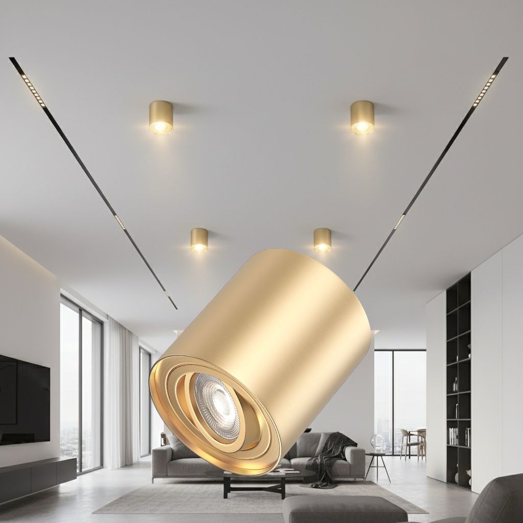 Spot Aplicat Rotund Fascicul Reglabil Auriu Dulie GU10 Ø80x100mm