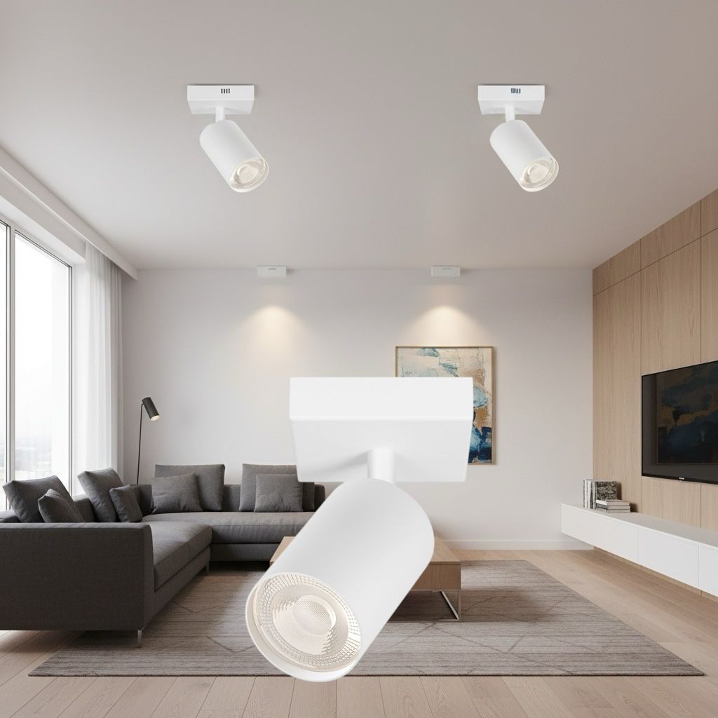 Spot Aplicat Orientabil Rotund Alb Dulie GU10 Ø55x120mm