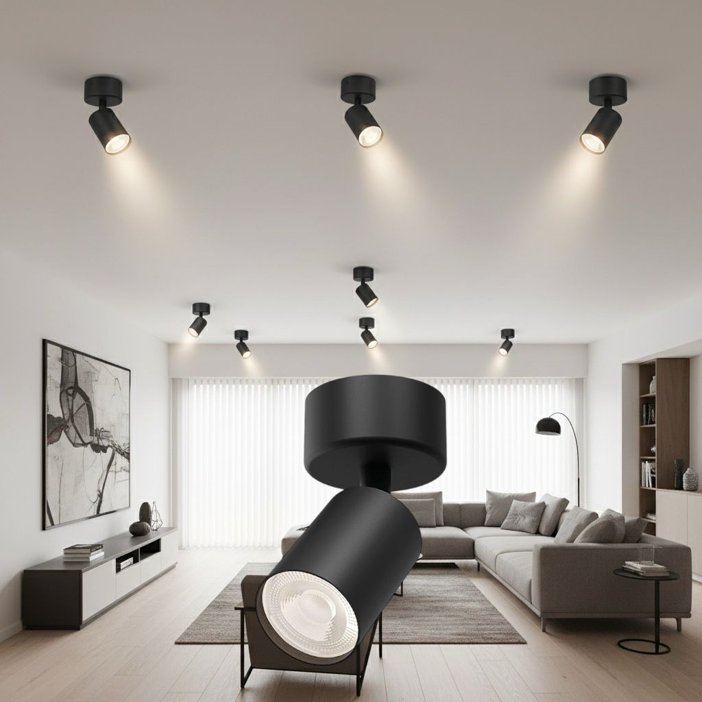 Spot Aplicat Orientabil Rotund Negru Dulie GU10 Ø60x130mm