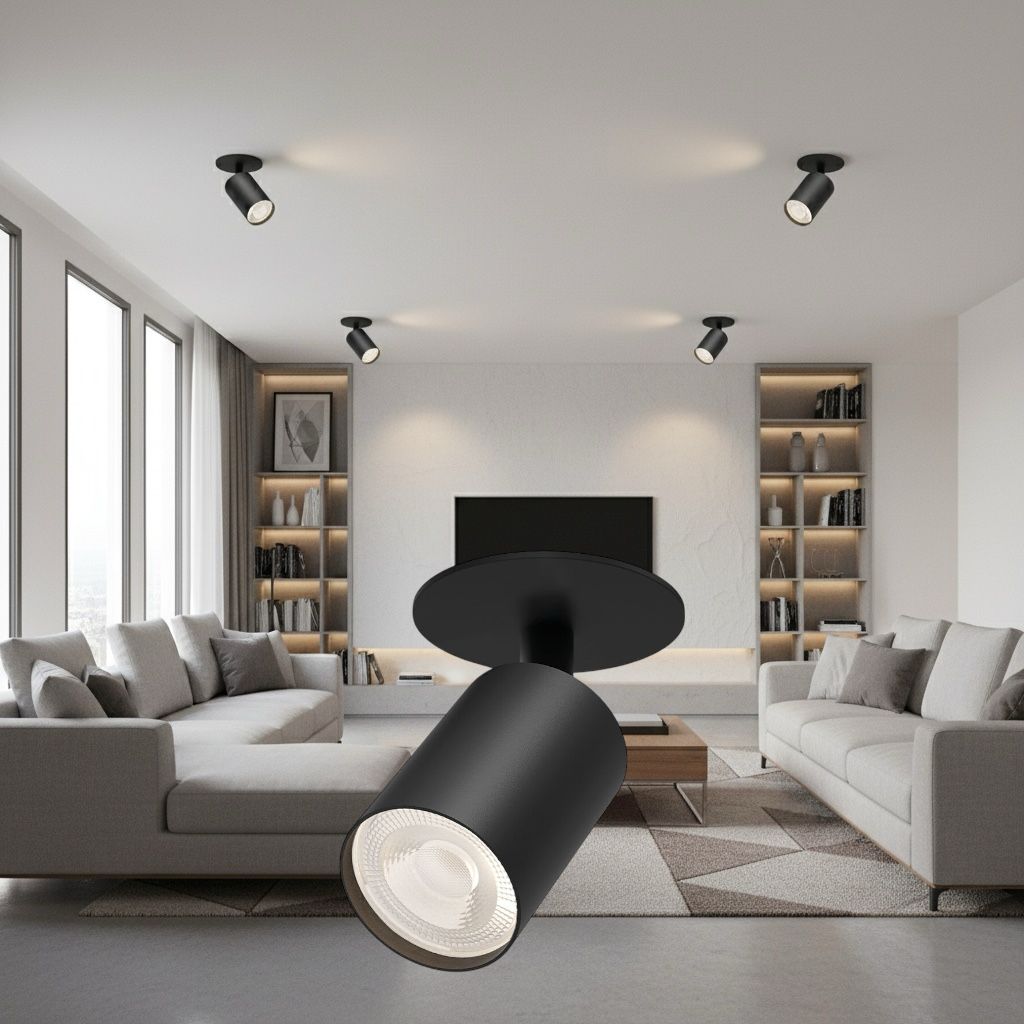 Spot Incastrat Orientabil Rotund Negru Dulie GU10 Ø55x83mm