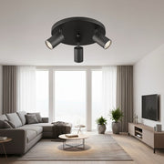 Lustra Neagra cu 3 Spoturi Reglabile Suport Rotund 3xGU10