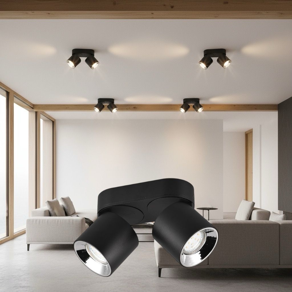 Spot Aplicat Orientabil Dreptunghiular Negru Dulie 2xGU10 L18 x H12CM