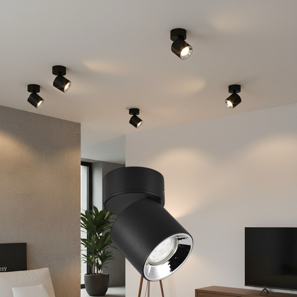 Spot Aplicat Orientabil Rotund Negru Dulie GU10 Ø8.7x12CM