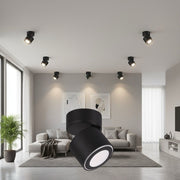 Spot LED Premium Aplicat Orientabil Rotund Negru 3 Moduri de Iluminare