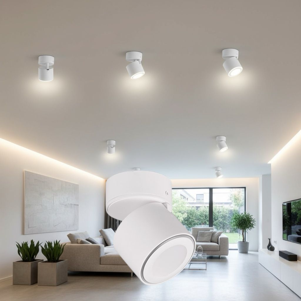 Spot LED Premium Aplicat Orientabil Rotund Alb 3 Moduri de Iluminare